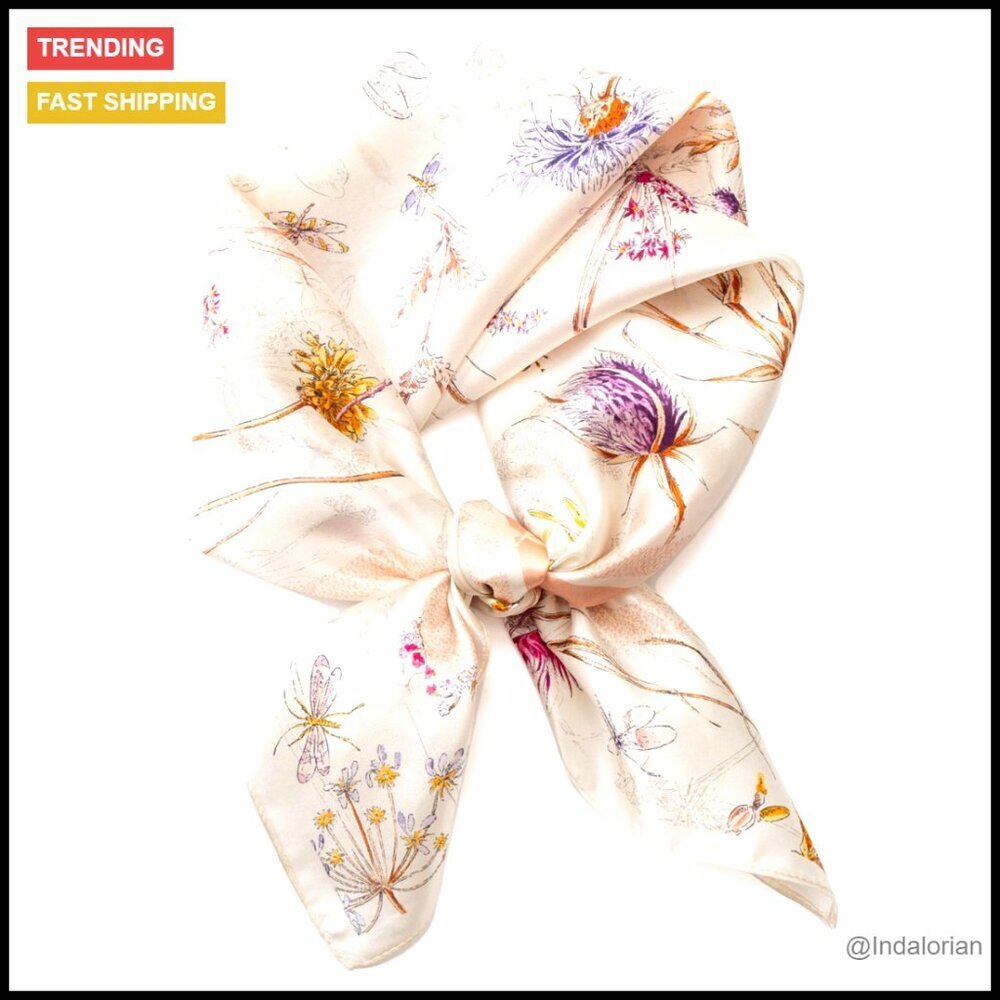 Mulberry Silk Scarf Elegant Classic Versatile Accessory for Hair Neck Handbag
